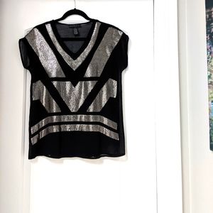 Design History Black & Silver Dressy Top